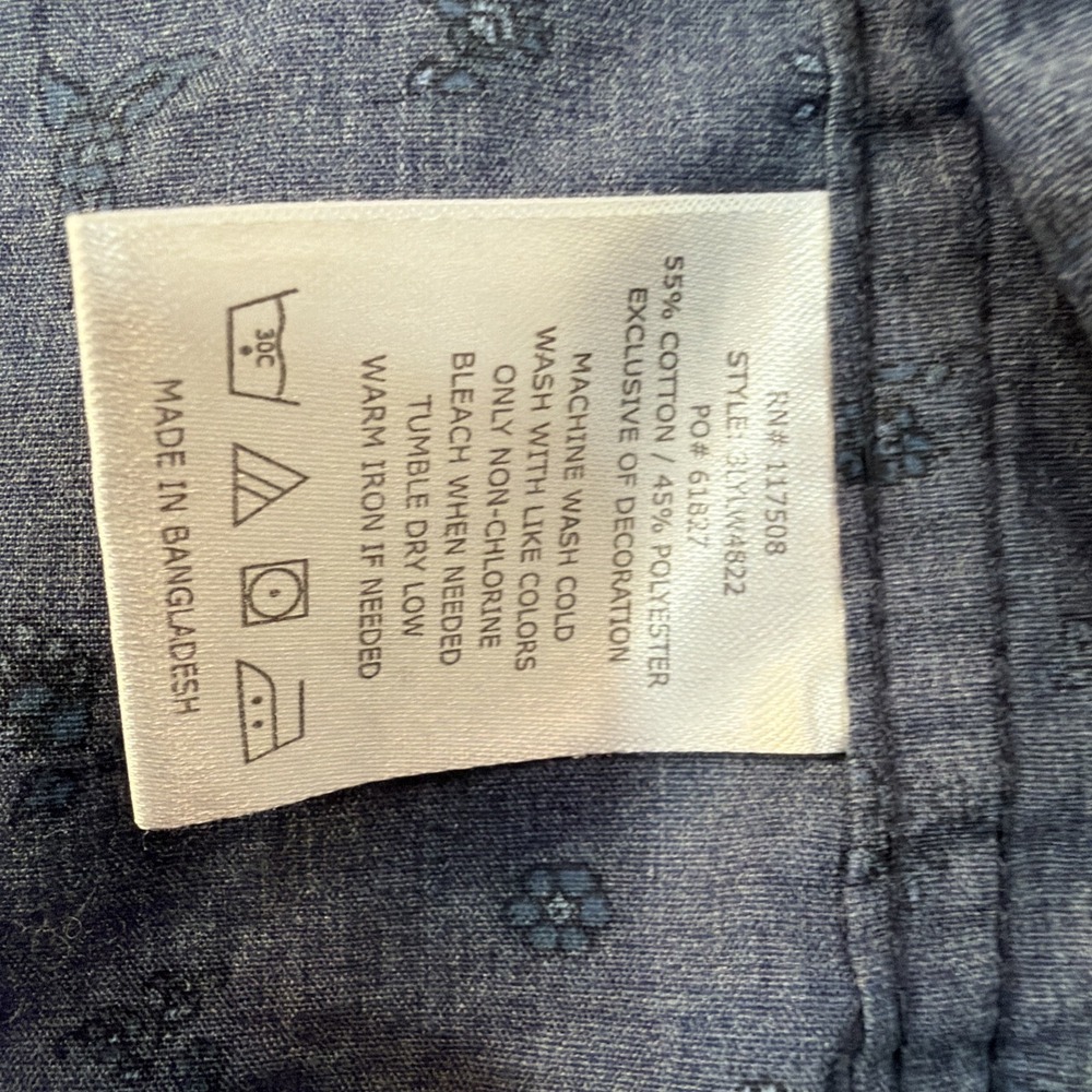 Levis Shirt Unisex S Long Sleeve Button Up Blue Graphic Collared Pocket Logo 330 - Picture 4 of 7
